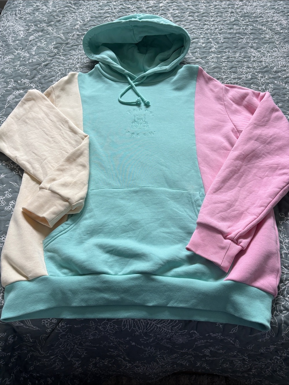 Teddy Fresh Colorblock Hoodie Size M medium pastel